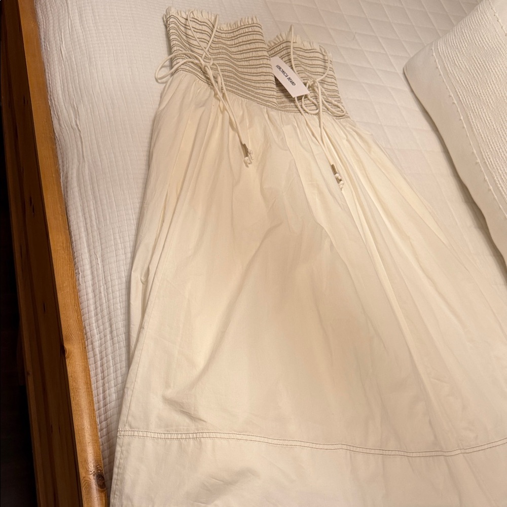 Veronica Beard Cream Smocked Waist Maxi Long dress